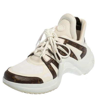 Pre-owned Louis Vuitton White Monogram Canvas And Mesh Lv Archlight Sneakers Size 42