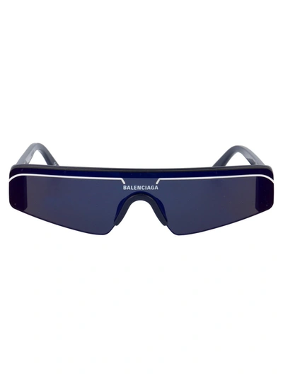 Balenciaga Ski Rectangular-frame Sunglasses In Blue