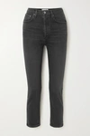 Agolde Riley Cropped High-rise Straight-leg Jeans In Black
