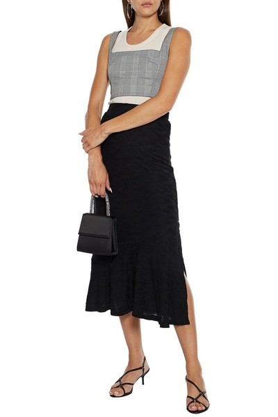 Walter Baker Joy Fluted Cloqué-knit Midi Skirt In Black
