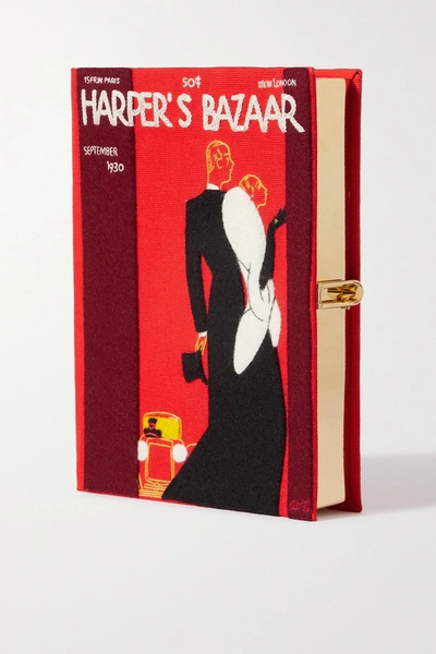 Olympia Le-tan Harper's Bazaar Embroidered Appliquéd Canvas Clutch