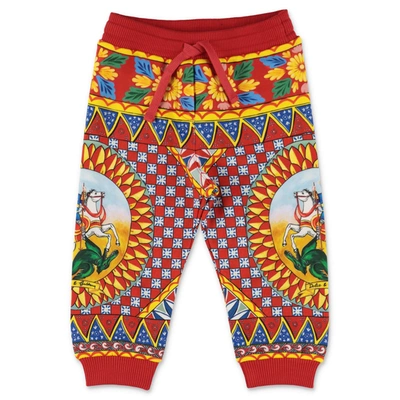 Dolce & Gabbana Babies' Carretto-print Track Trousers In Red