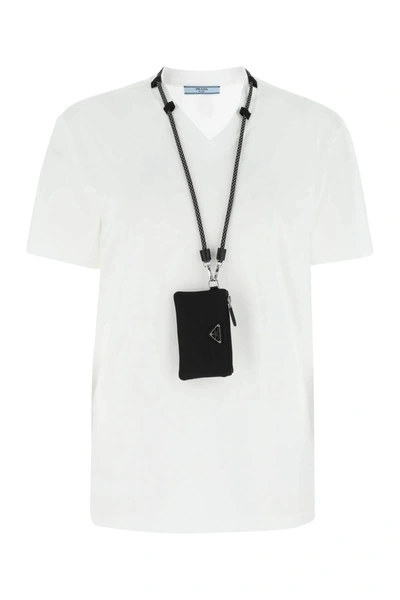 Prada Detachable Pouch Short-sleeve T-shirt In White