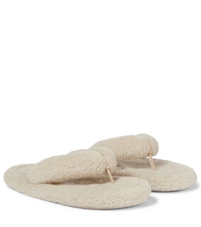 Mm6 Maison Margiela Padded Faux Leather Thong Sandals In White