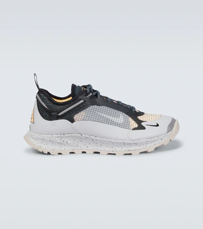 Nike Acg Air Nasu 2 Rubber-trimmed Mesh Hiking Sneakers In Grey Fog/metallic Silver