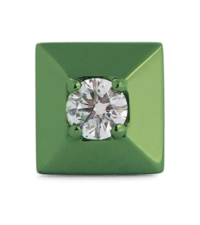 Eéra Mini 18kt Gold And Diamond Single Earring In Green,crystal