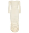 Khaite Womens Ivory Lydia Ruched Stretch-woven Midi Dress S In White