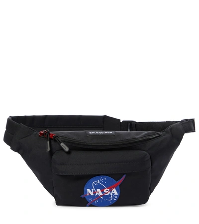 Balenciaga Space Nylon Belt Bag In Black