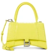 Balenciaga Small Hourglass Croc Embossed Leather Top Handle Bag In Yellow