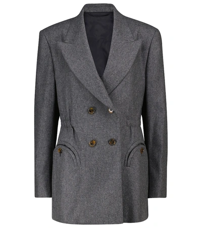 Blazé Milano Cinched-waist Wool Blazer In Grey