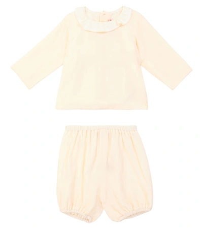 Bonpoint Baby Thairys Silk Velvet Blouse And Bloomers Set In White