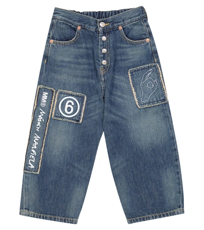 Mm6 Maison Margiela Girls Denim Blue Kids Logo-print Denim Jeans 8-16 Years 16 Years