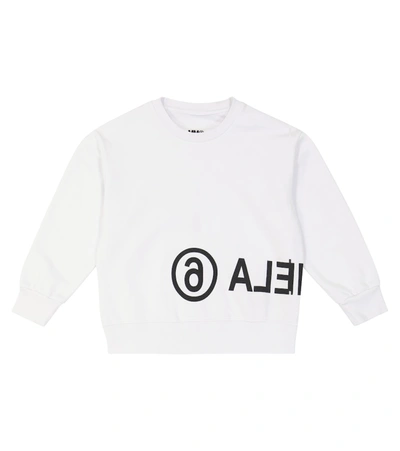 Mm6 Maison Margiela Kids' Maxi Logo Print Sweatshirt In White