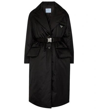 Prada Padded Re-nylon Coat In Black