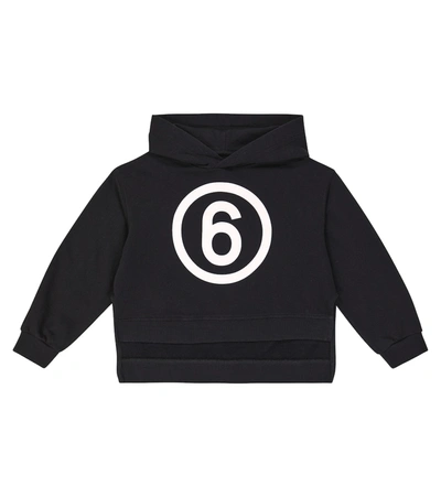 Mm6 Maison Margiela Teen Logo-print Pullover Hoodie In Nero
