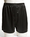 Majestic Men's Dotted Silk Boxer Shorts In Black