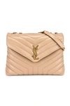 Saint Laurent Medium Loulou Matelassé Leather Shoulder Bag In Gold Sand