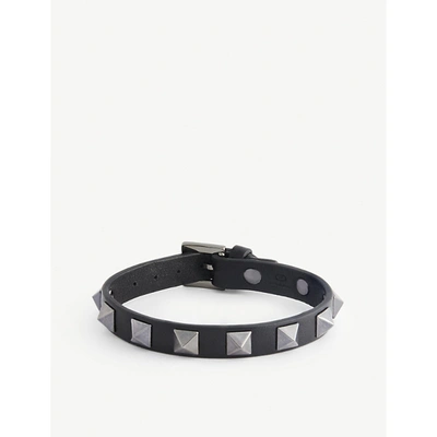 Valentino Garavani Rockstud Leather Bracelet In Black