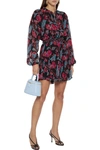 A.L.C JEN BELTED FLORAL-PRINT SILK-CREPON MINI DRESS,3074457345626770774