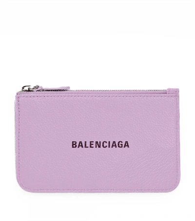 Balenciaga Pink Everyday Leather Card Holder In Purple