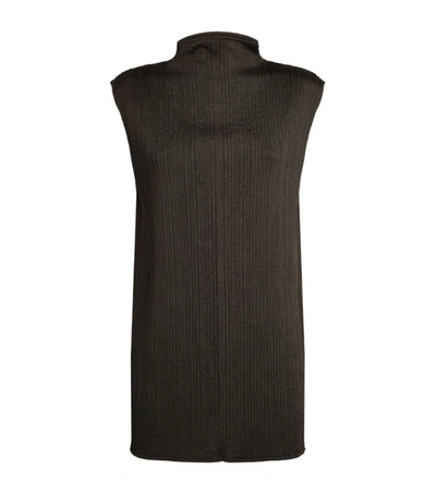 The Row Cedro Sleeveless Silk Turtleneck In Pitch Black