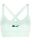 Victoria Beckham Jacquard-trimmed Stretch Sports Bra In Green