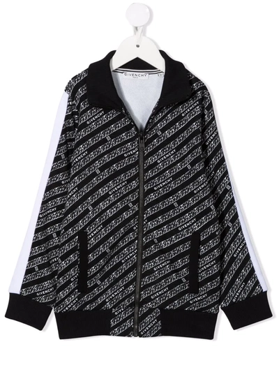 Givenchy Kids' Chain-print Zip-up Bomber Jacket In Black