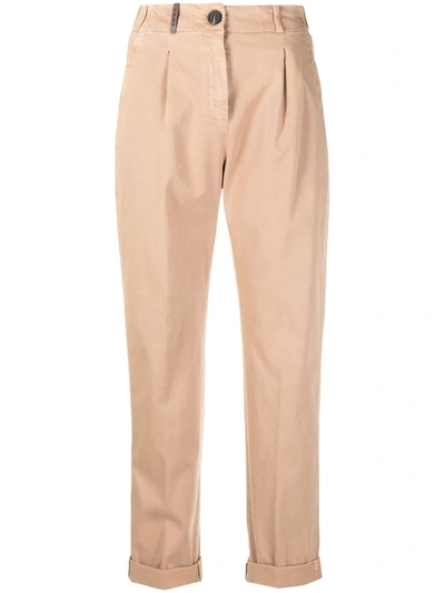 Peserico Cropped Straight-leg Trousers In Neutrals