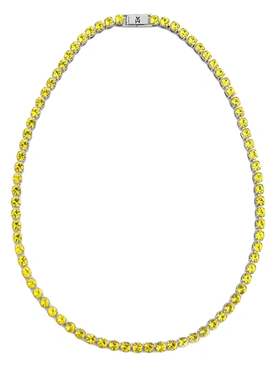 Amina Muaddi Crystal-embellished Tennis Necklace In Yellow