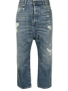 R13 Cropped Drop-crotch Jeans In Blau