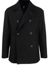 Hevo Double-breasted Wool Blend Jacket In Schwarz