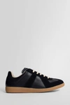 Maison Margiela Men Black Leather And Suede Replica Sneakers In Black