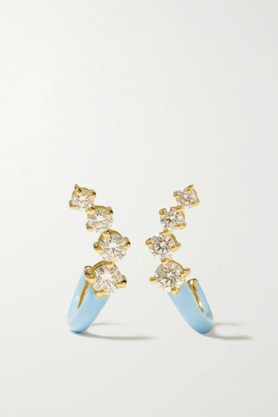 Melissa Kaye Aria Dagger 18-karat Gold, Enamel And Diamond Hoop Earrings