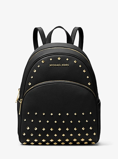 Michael Kors Abbey Medium Studded Pebbled Leather Backpack In Black |  ModeSens