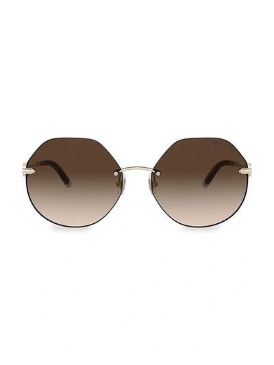 Tiffany & Co 60mm Round Rimless Sunglasses In Gold