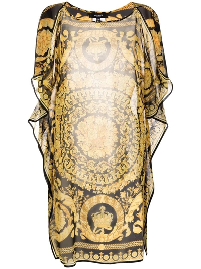 Versace Barocco 印花长罩衫裙 In Nocolor