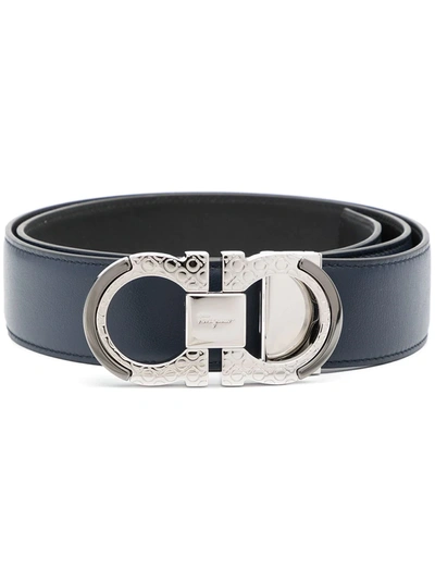 Ferragamo Gancini-buckle Reversible Belt In Blau