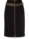 Moschino Draped Chain Cotton Fleece Skirt In Black