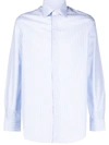 Pal Zileri Striped Long-sleeved Cotton Shirt In Blau