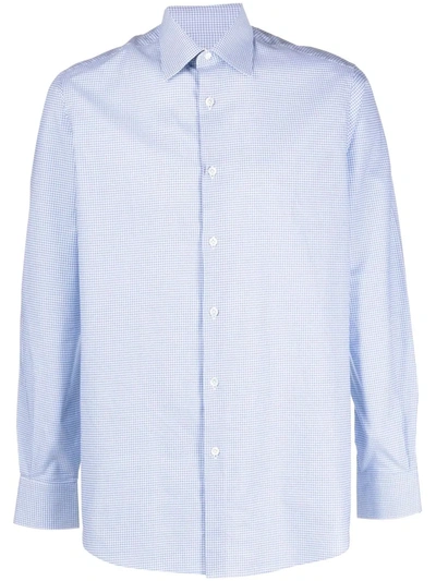 Pal Zileri Check-print Long-sleeve Shirt In Blau