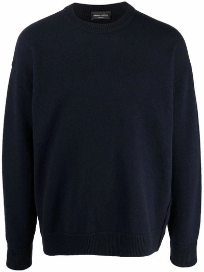 Roberto Collina Crew-neck Knitted Jumper In Blue