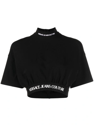 Versace Jeans Couture 棉质平纹针织短款上衣 In Black