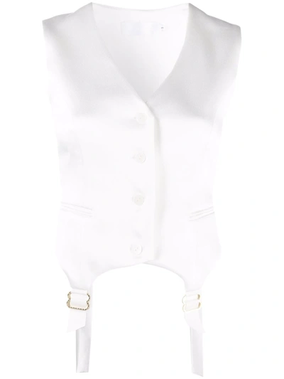 Raquette Suspender-detail Waistcoat In Weiss