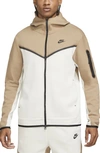 Nike Sportswear Tech Fleece Zip Hoodie In Brown/beige