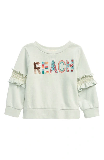 Peek Aren't You Curious Kids' Reach Embroidered Pullover In Light Blue