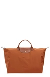 Longchamp 'le Pliage' Overnighter In Cognac