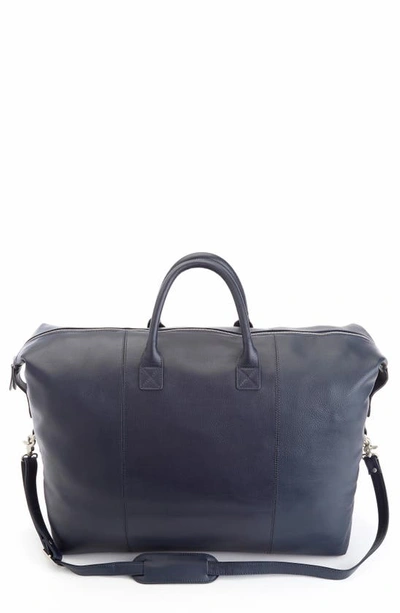 Royce Weekend Leather Duffle Bag In Navy Blue