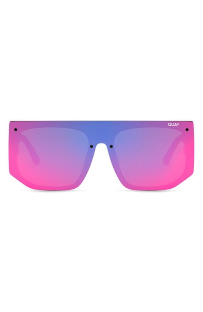 Quay Fully Booked 150mm Gradient Shield Sunglasses In Matte Blk/ Pnk Revo