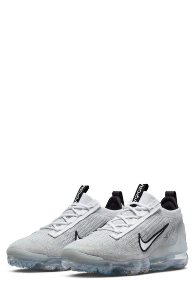 Nike Big Kids Air Vapormax 2021 Flyknit Casual Sneakers From Finish Line In White/black/silver