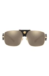 Versace 145mm Mirrored Shield Sunglasses In Bronze